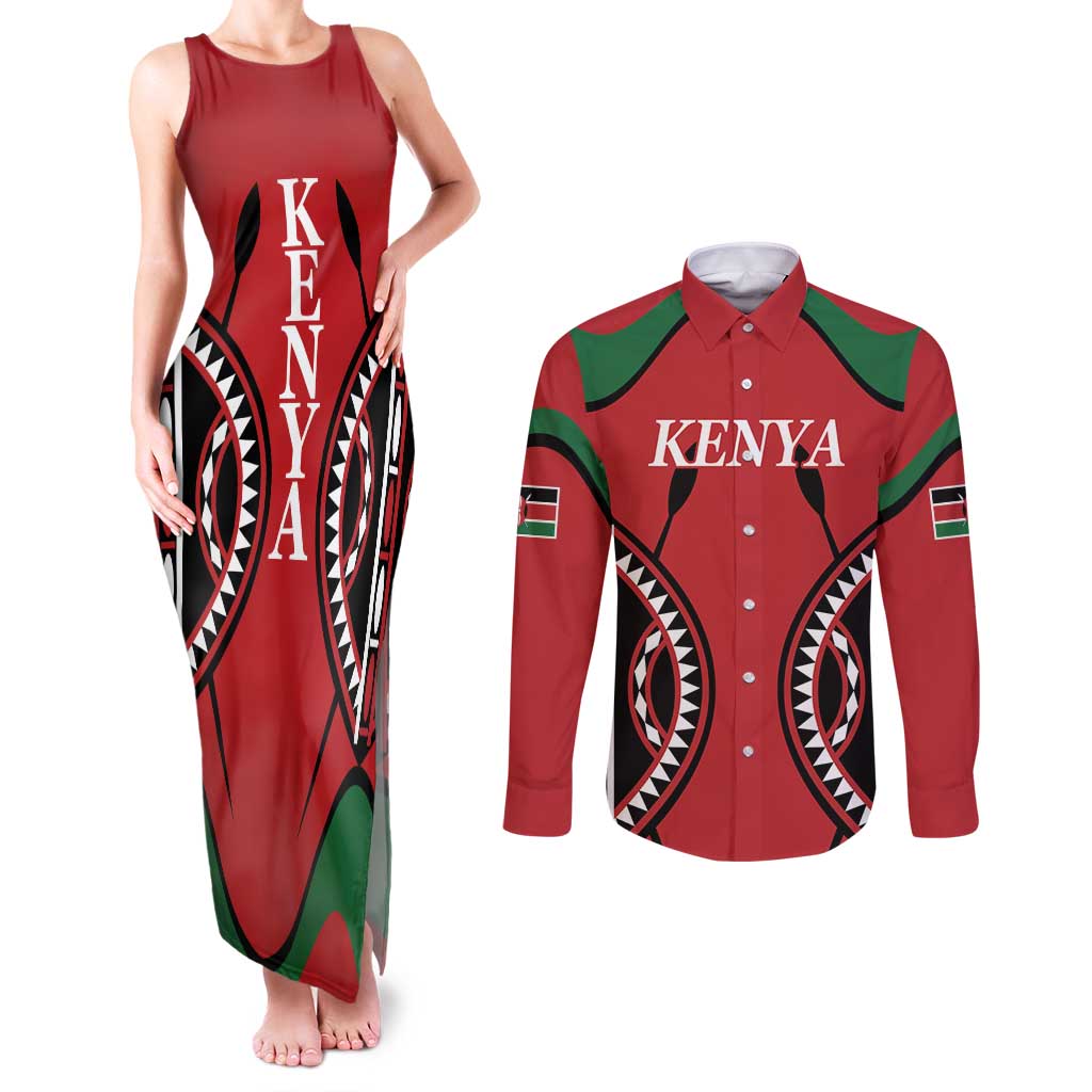Custom Kenya Rugby Couples Matching Tank Maxi Dress and Long Sleeve Button Shirt Summer Paris 2024 LT9 - Wonder Print Shop