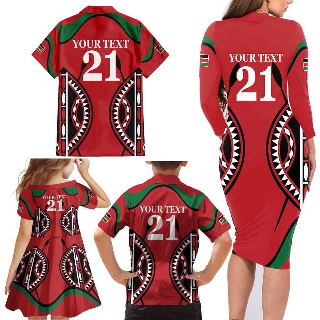 Custom Kenya Rugby Family Matching Long Sleeve Bodycon Dress and Hawaiian Shirt Summer Paris 2024 LT9 - Wonder Print Shop