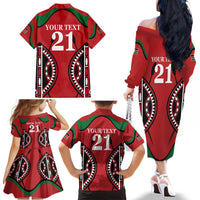 Custom Kenya Rugby Family Matching Off The Shoulder Long Sleeve Dress and Hawaiian Shirt Summer Paris 2024 - Wonder Print Shop