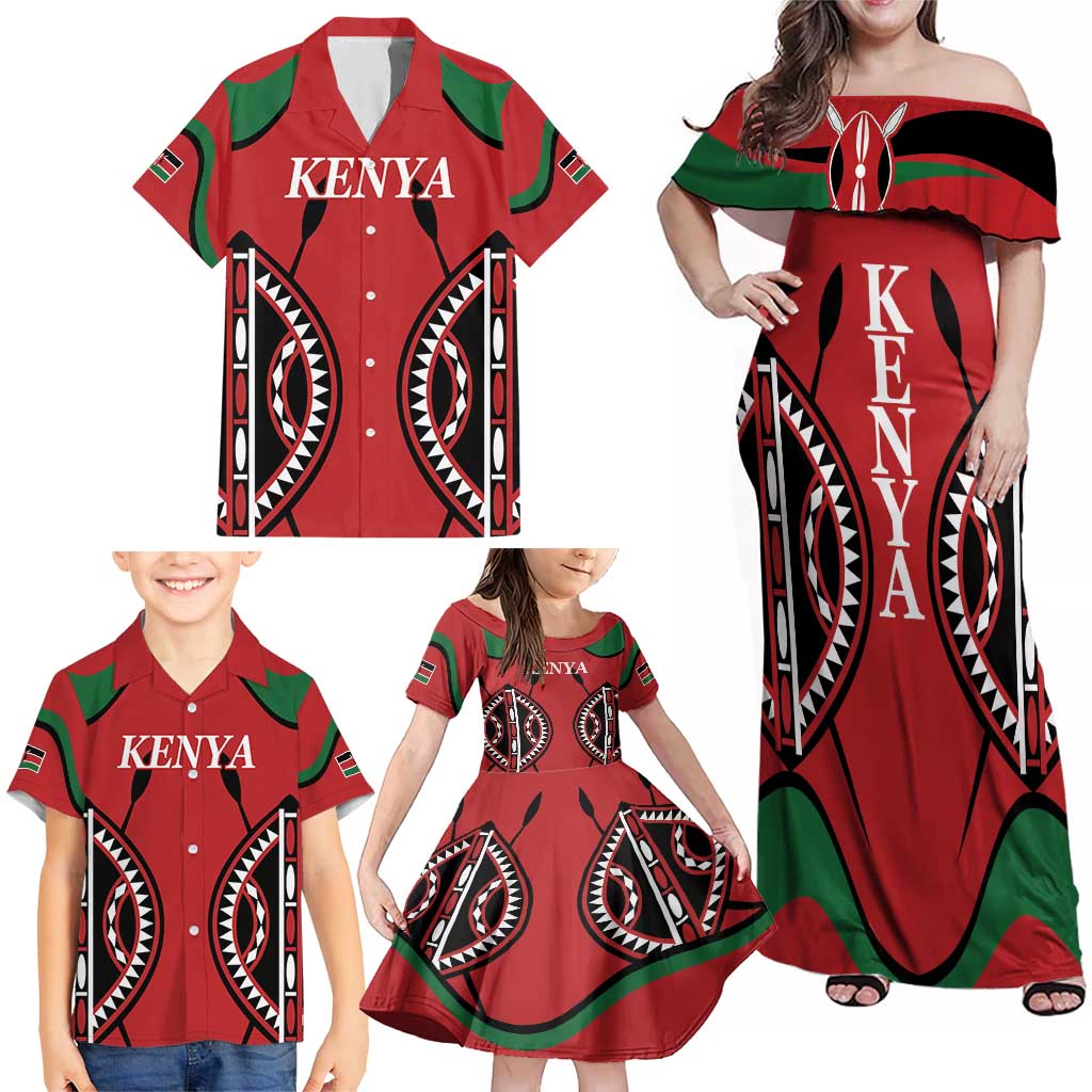 Custom Kenya Rugby Family Matching Off Shoulder Maxi Dress and Hawaiian Shirt Summer Paris 2024 LT9 - Wonder Print Shop