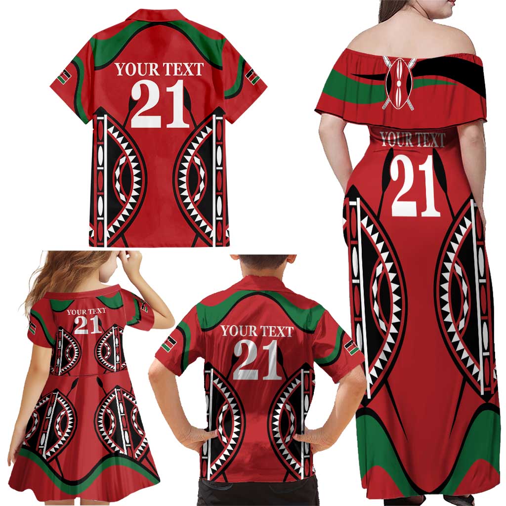 Custom Kenya Rugby Family Matching Off Shoulder Maxi Dress and Hawaiian Shirt Summer Paris 2024 LT9 - Wonder Print Shop