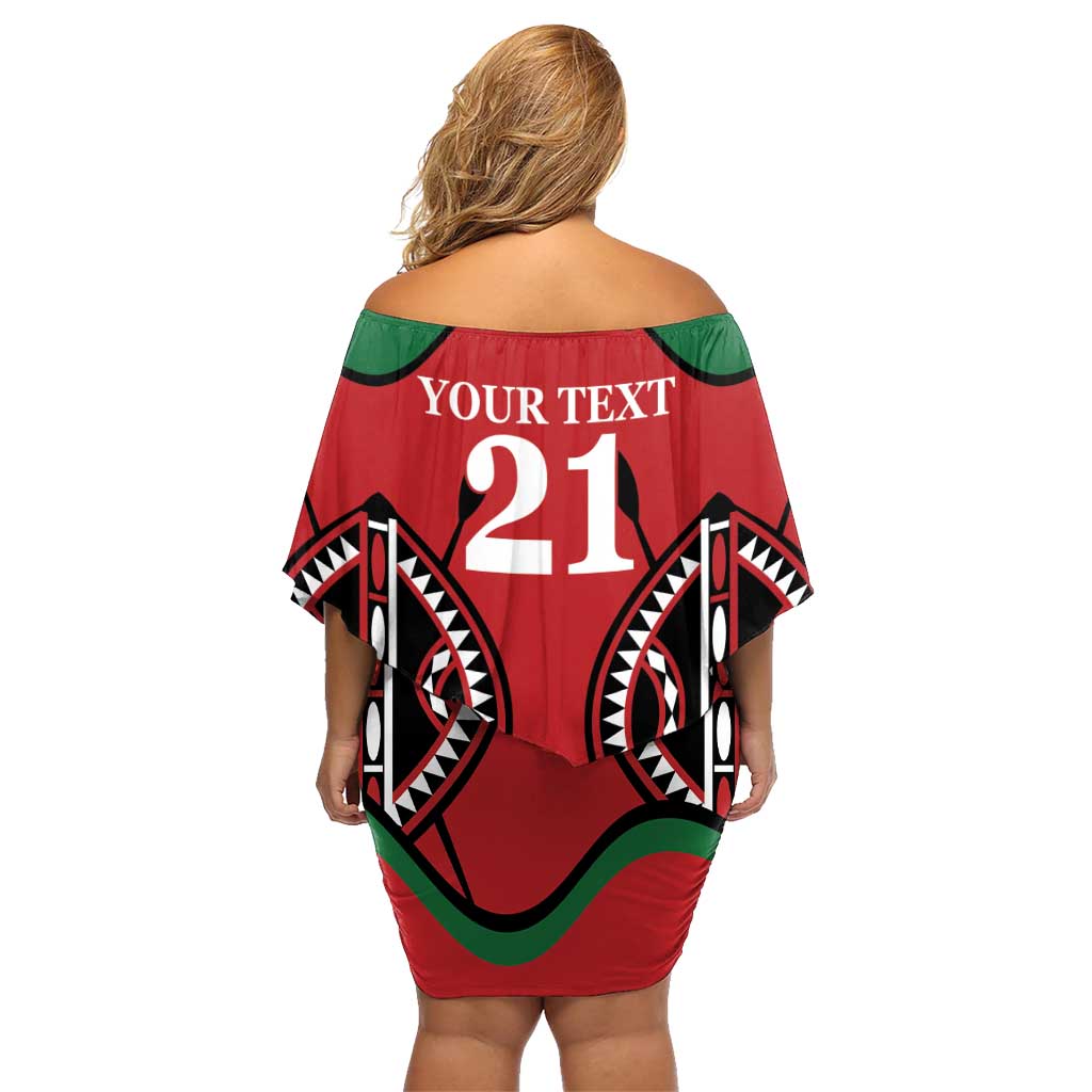 Custom Kenya Rugby Family Matching Off Shoulder Short Dress and Hawaiian Shirt Summer Paris 2024 LT9 - Wonder Print Shop