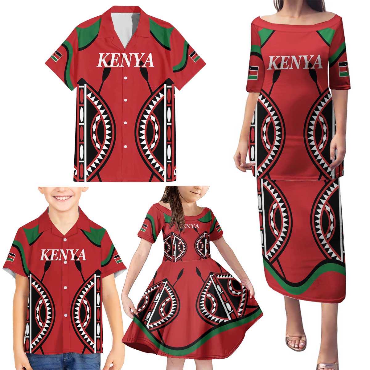 Custom Kenya Rugby Family Matching Puletasi and Hawaiian Shirt Summer Paris 2024 - Wonder Print Shop