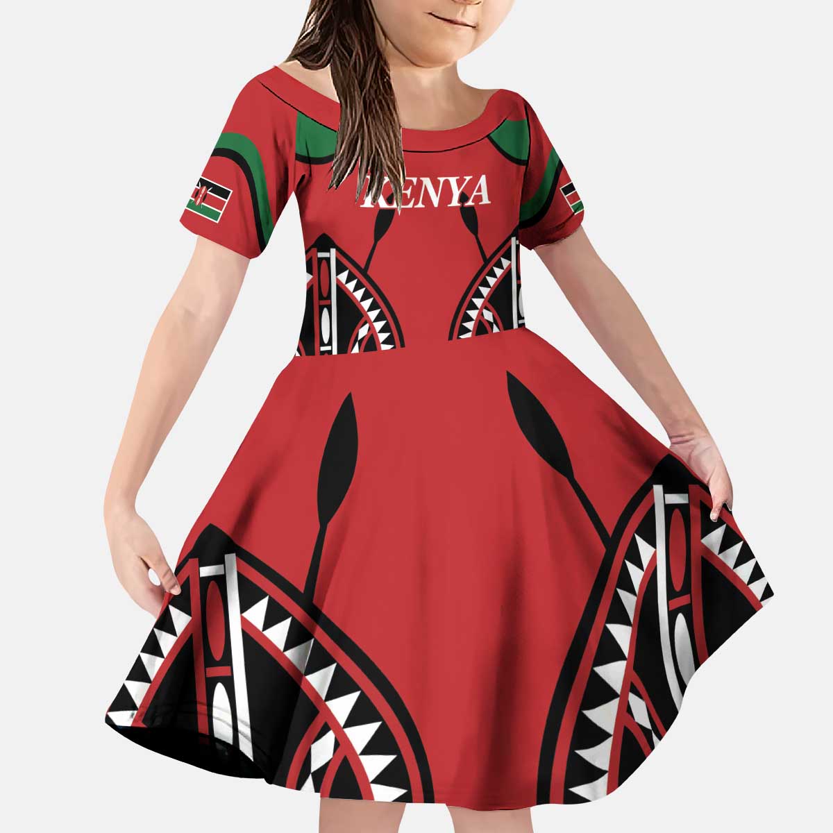 Custom Kenya Rugby Kid Short Sleeve Dress Summer Paris 2024 - Wonder Print Shop