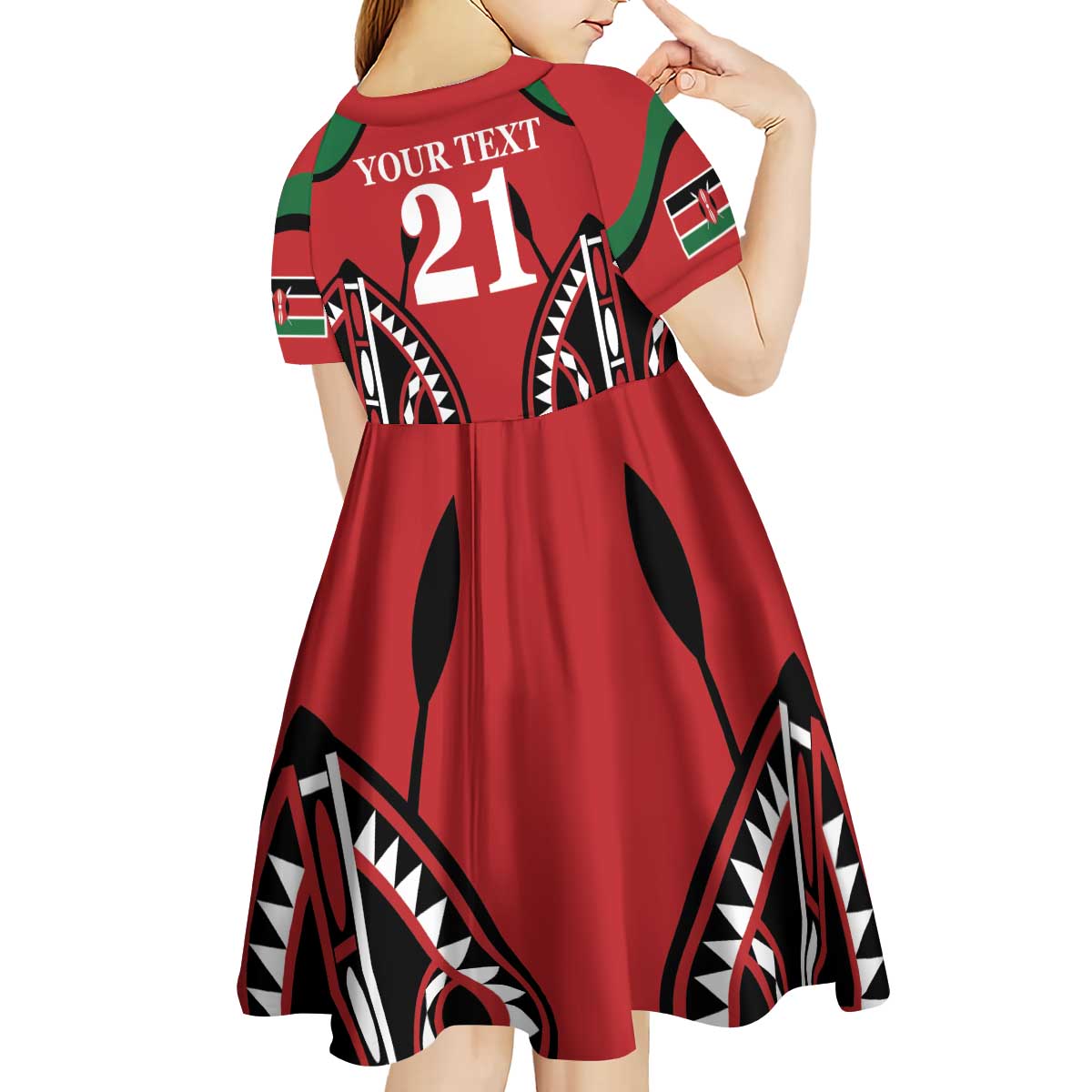 Custom Kenya Rugby Kid Short Sleeve Dress Summer Paris 2024 - Wonder Print Shop