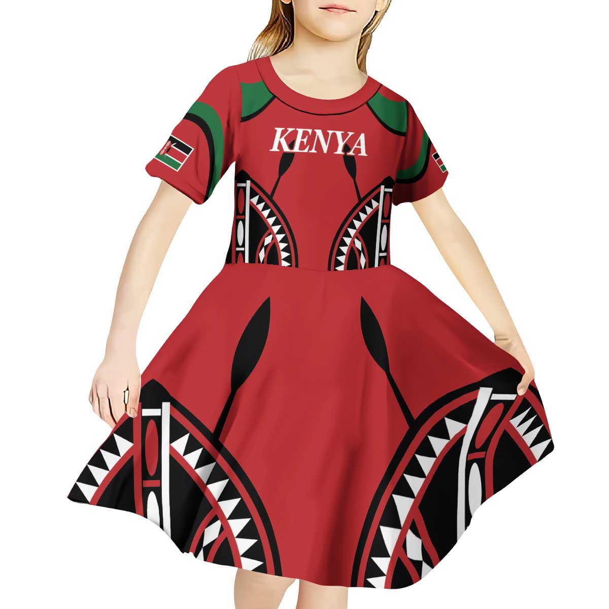 Custom Kenya Rugby Kid Short Sleeve Dress Summer Paris 2024 - Wonder Print Shop