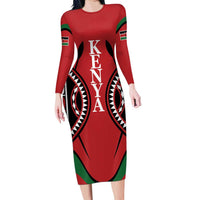 Custom Kenya Rugby Long Sleeve Bodycon Dress Summer Paris 2024 - Wonder Print Shop