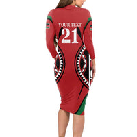 Custom Kenya Rugby Long Sleeve Bodycon Dress Summer Paris 2024 - Wonder Print Shop