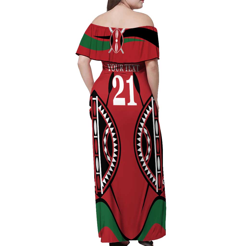 Custom Kenya Rugby Off Shoulder Maxi Dress Summer Paris 2024 - Wonder Print Shop