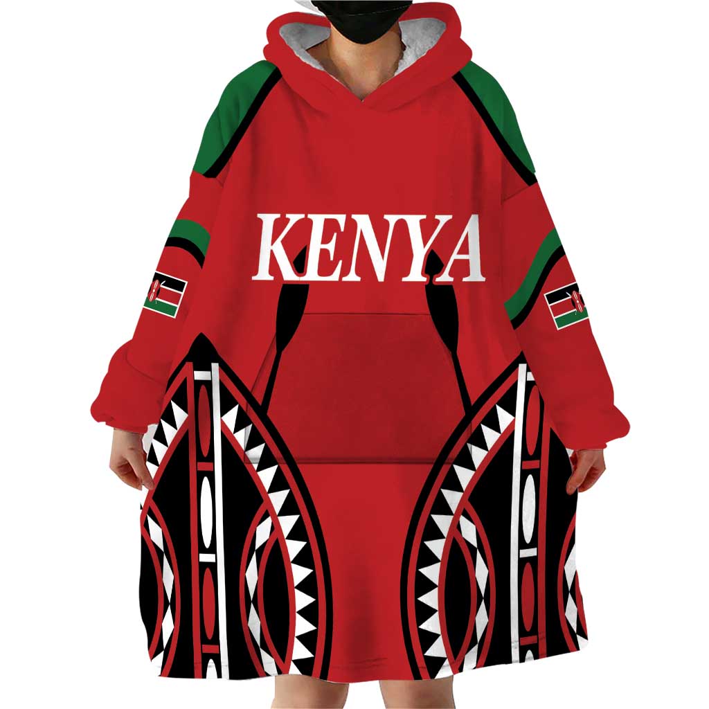 Custom Kenya Rugby Wearable Blanket Hoodie Summer Paris 2024 - Wonder Print Shop