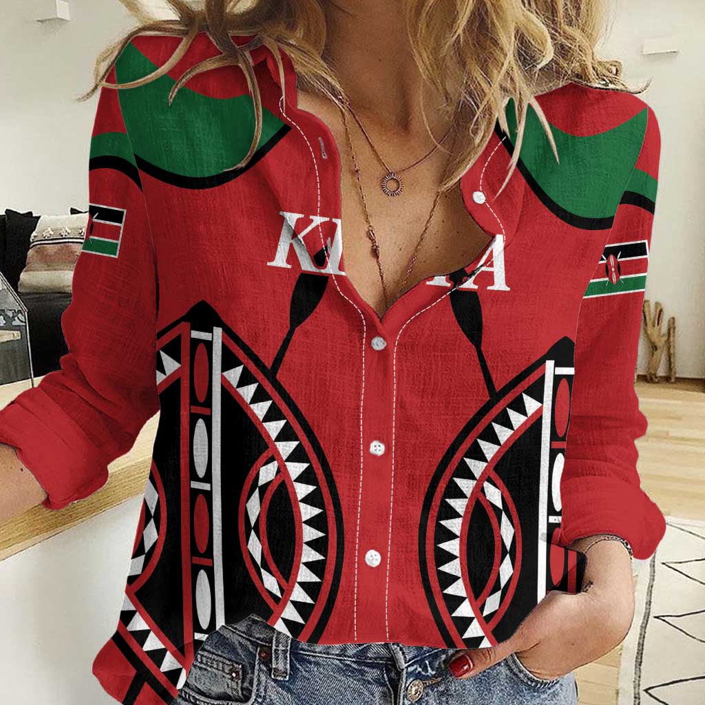 Custom Kenya Rugby Women Casual Shirt Summer Paris 2024 - Wonder Print Shop