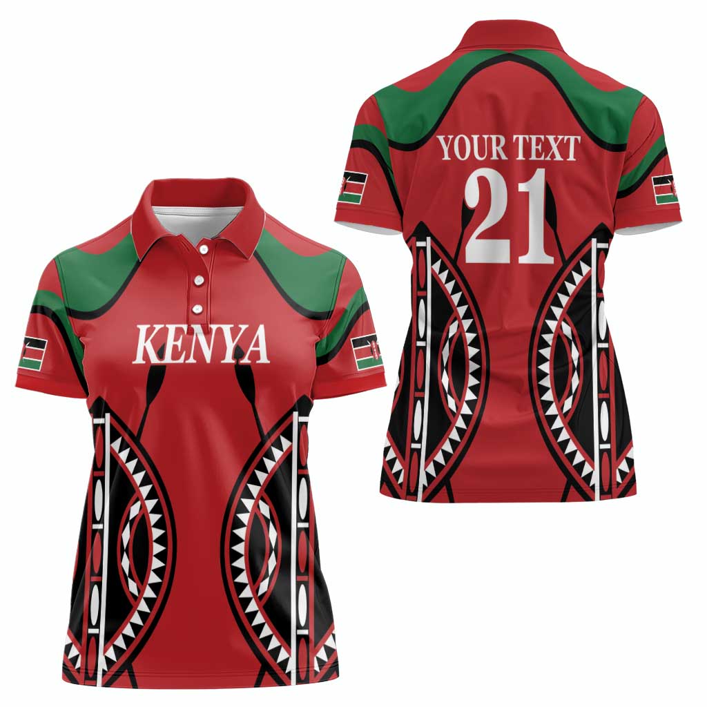 Custom Kenya Rugby Women Polo Shirt Summer Paris 2024 - Wonder Print Shop