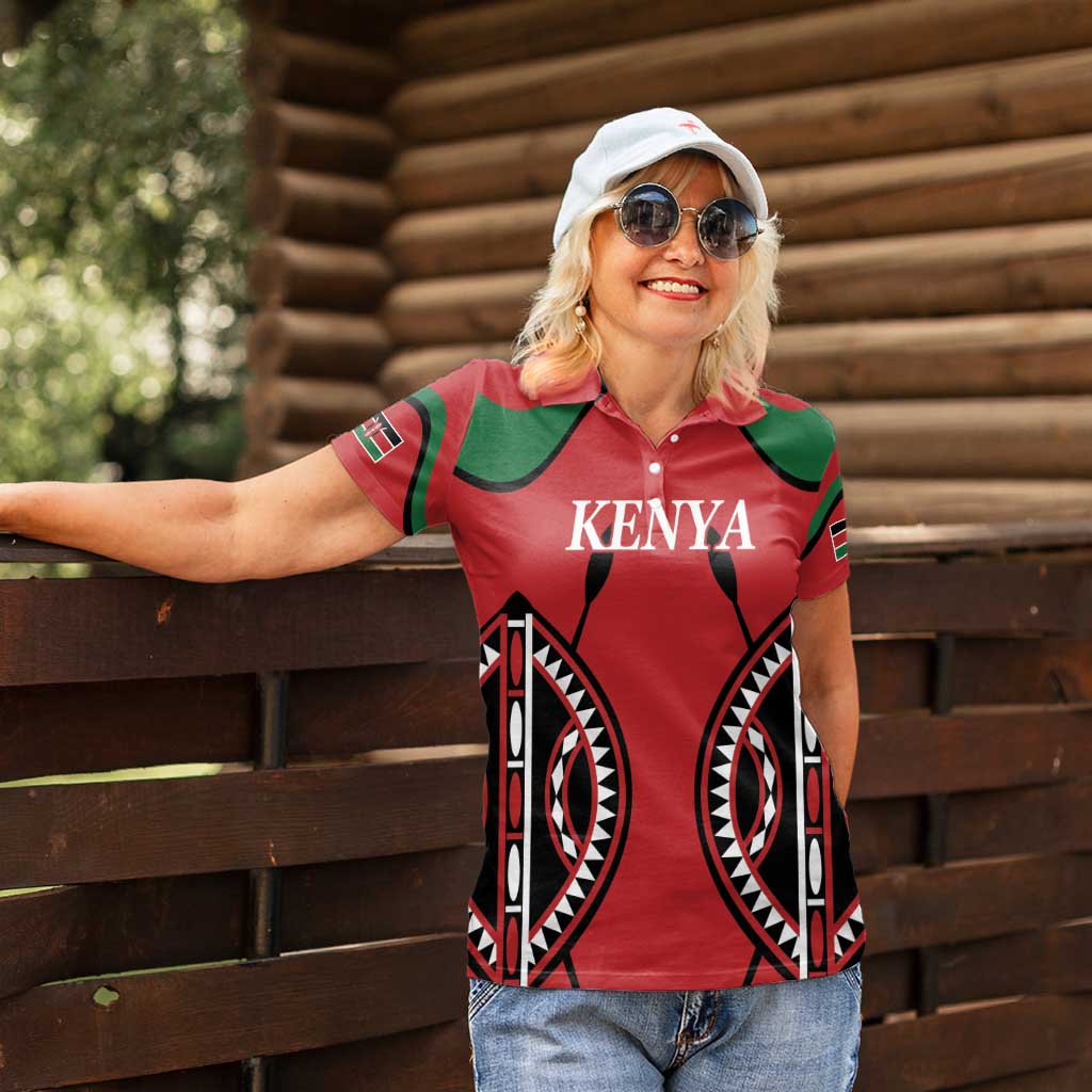 Custom Kenya Rugby Women Polo Shirt Summer Paris 2024 - Wonder Print Shop