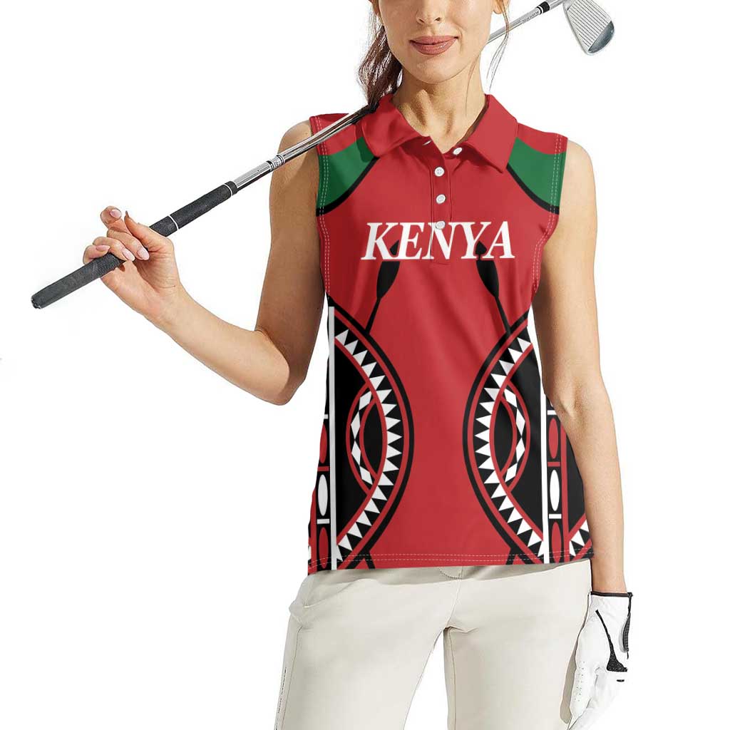 Custom Kenya Rugby Women Sleeveless Polo Shirt Summer Paris 2024 - Wonder Print Shop