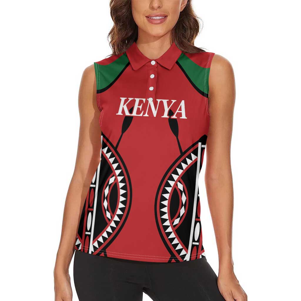 Custom Kenya Rugby Women Sleeveless Polo Shirt Summer Paris 2024 - Wonder Print Shop