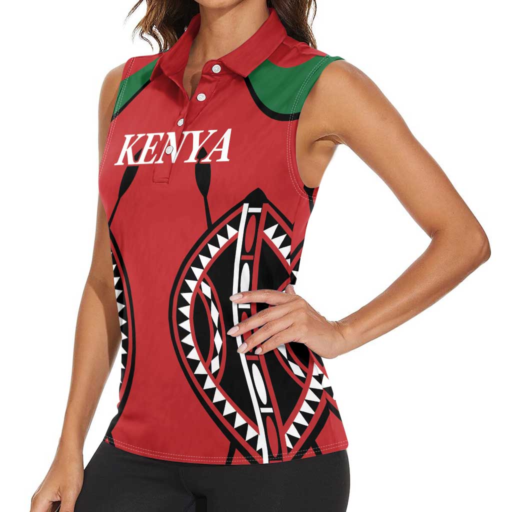 Custom Kenya Rugby Women Sleeveless Polo Shirt Summer Paris 2024 - Wonder Print Shop