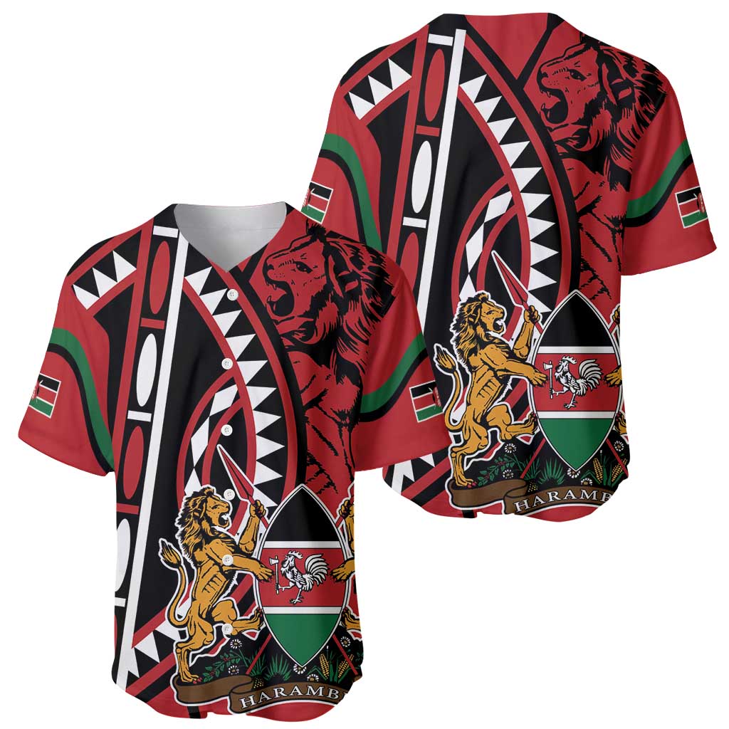 Kenya With African Shield Baseball Jersey LT9 - Wonder Print Shop
