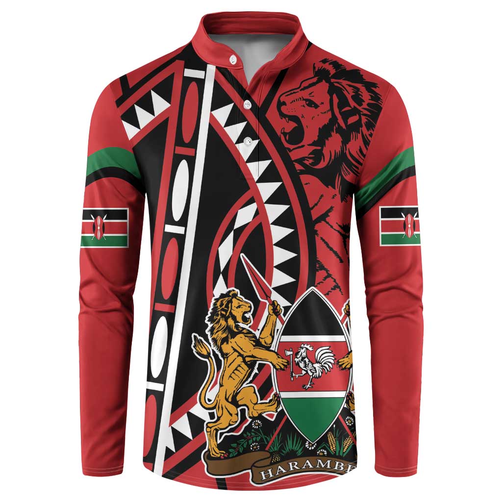 Kenya With African Shield Button Sweatshirt LT9 - Wonder Print Shop