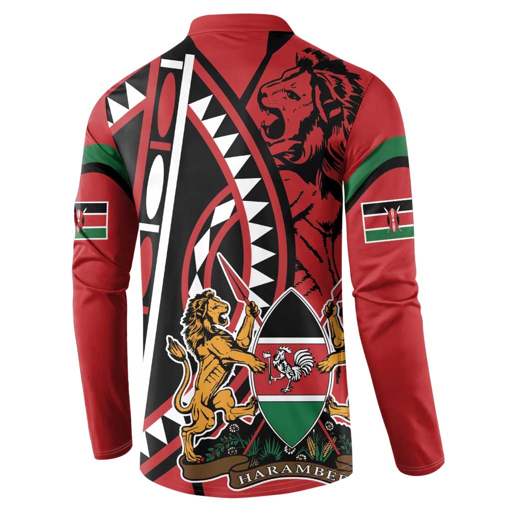 Kenya With African Shield Button Sweatshirt LT9 - Wonder Print Shop