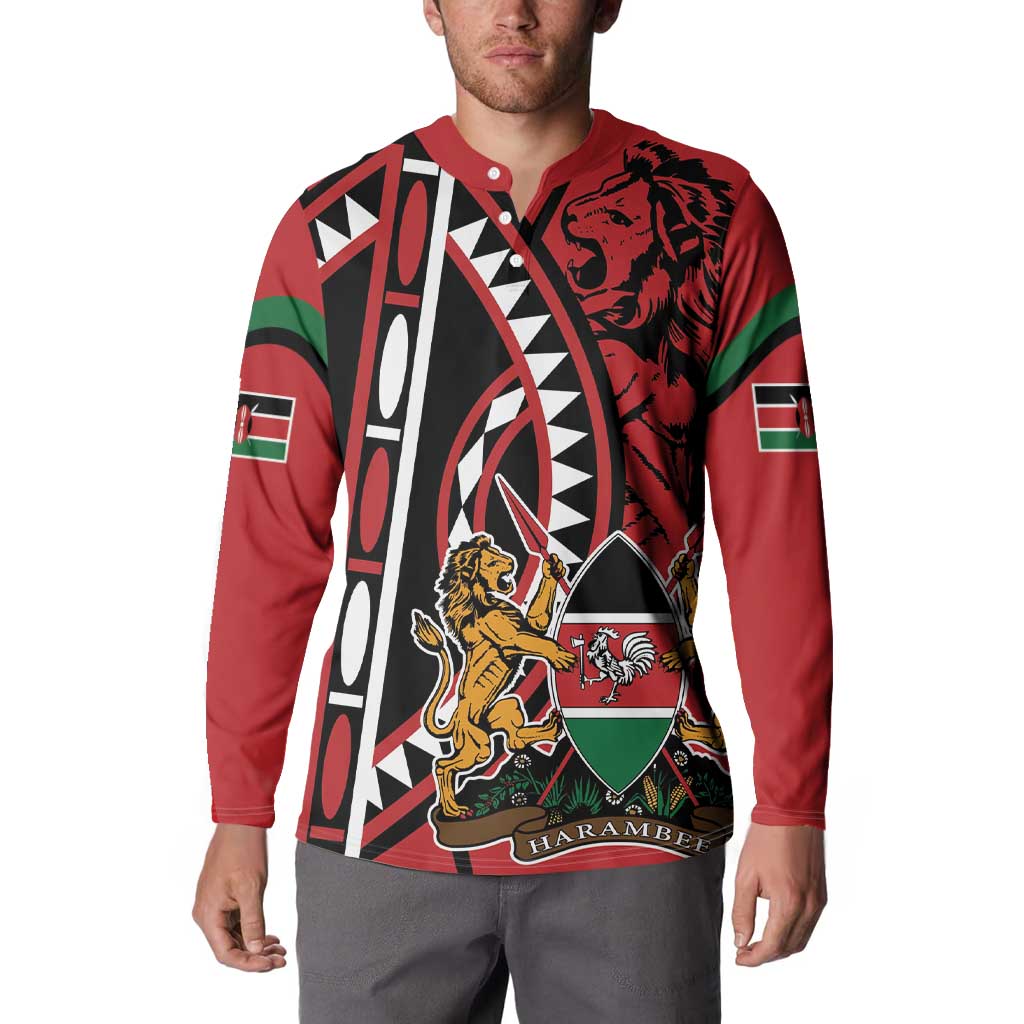 Kenya With African Shield Button Sweatshirt LT9 - Wonder Print Shop