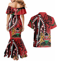 Kenya With African Shield Couples Matching Mermaid Dress and Hawaiian Shirt LT9 - Wonder Print Shop
