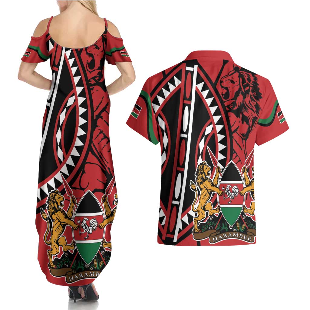 Kenya With African Shield Couples Matching Summer Maxi Dress and Hawaiian Shirt LT9 - Wonder Print Shop