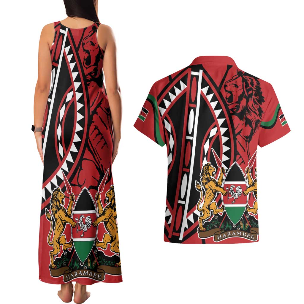 Kenya With African Shield Couples Matching Tank Maxi Dress and Hawaiian Shirt LT9 - Wonder Print Shop