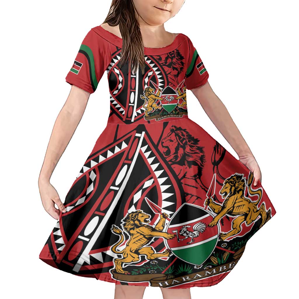 Kenya With African Shield Family Matching Long Sleeve Bodycon Dress and Hawaiian Shirt LT9 - Wonder Print Shop