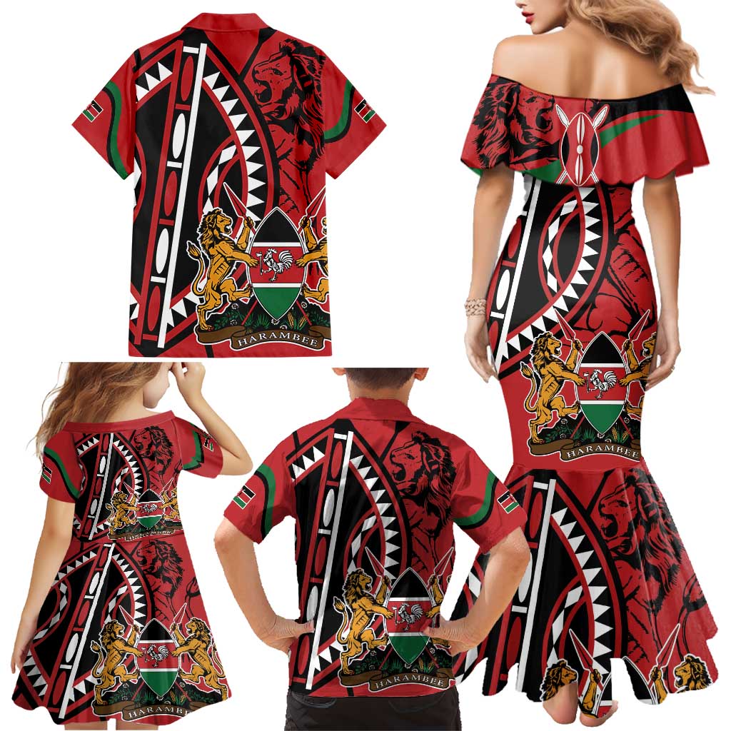 Kenya With African Shield Family Matching Mermaid Dress and Hawaiian Shirt LT9 - Wonder Print Shop