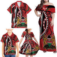 Kenya With African Shield Family Matching Off Shoulder Maxi Dress and Hawaiian Shirt LT9 - Wonder Print Shop