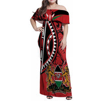 Kenya With African Shield Family Matching Off Shoulder Maxi Dress and Hawaiian Shirt LT9 - Wonder Print Shop