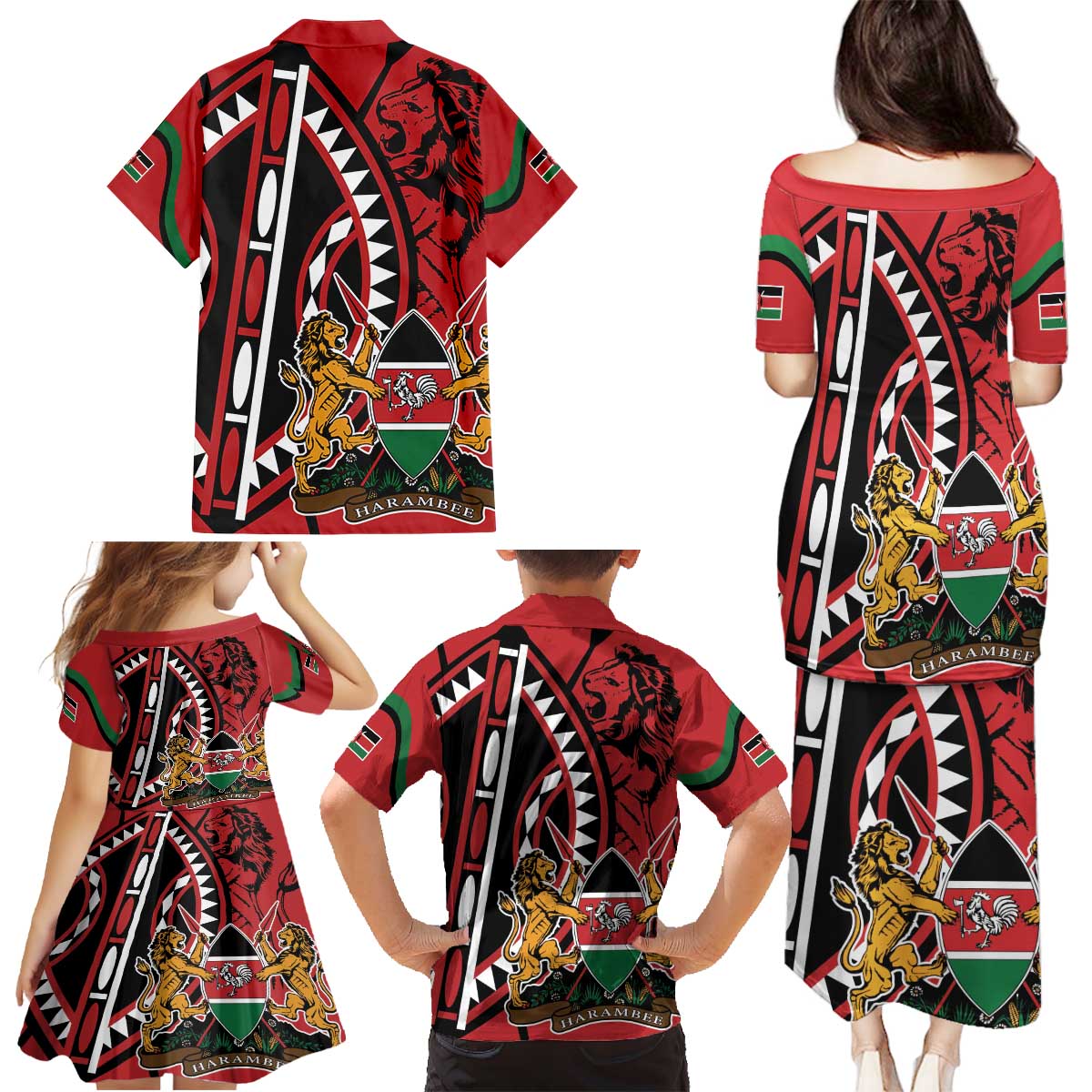 Kenya With African Shield Family Matching Puletasi and Hawaiian Shirt - Wonder Print Shop