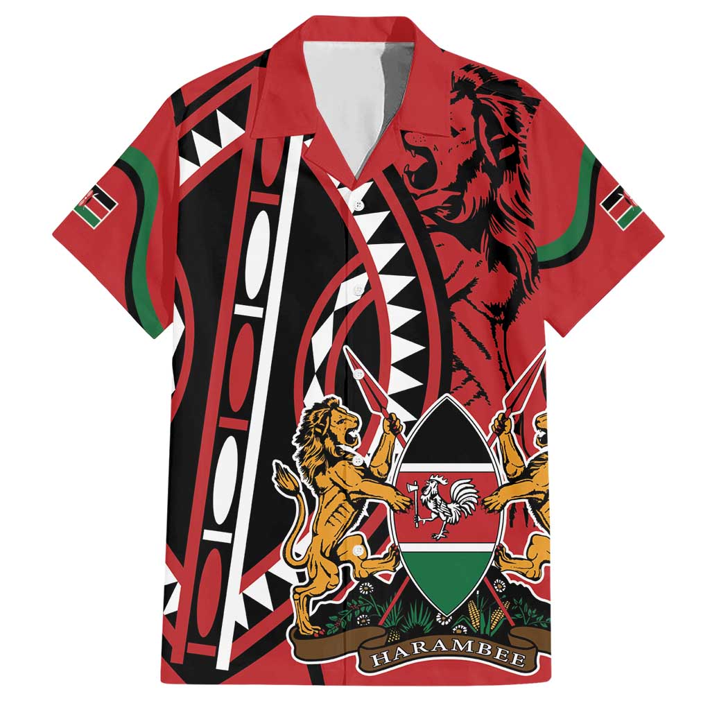 Kenya With African Shield Family Matching Short Sleeve Bodycon Dress and Hawaiian Shirt - Wonder Print Shop