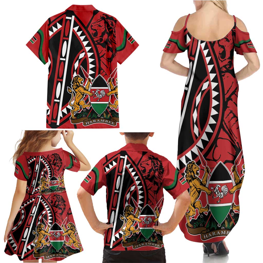 Kenya With African Shield Family Matching Summer Maxi Dress and Hawaiian Shirt - Wonder Print Shop