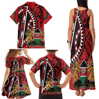 Kenya With African Shield Family Matching Tank Maxi Dress and Hawaiian Shirt - Wonder Print Shop