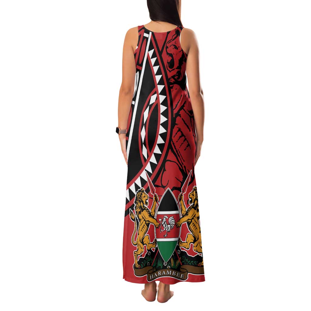 Kenya With African Shield Family Matching Tank Maxi Dress and Hawaiian Shirt - Wonder Print Shop