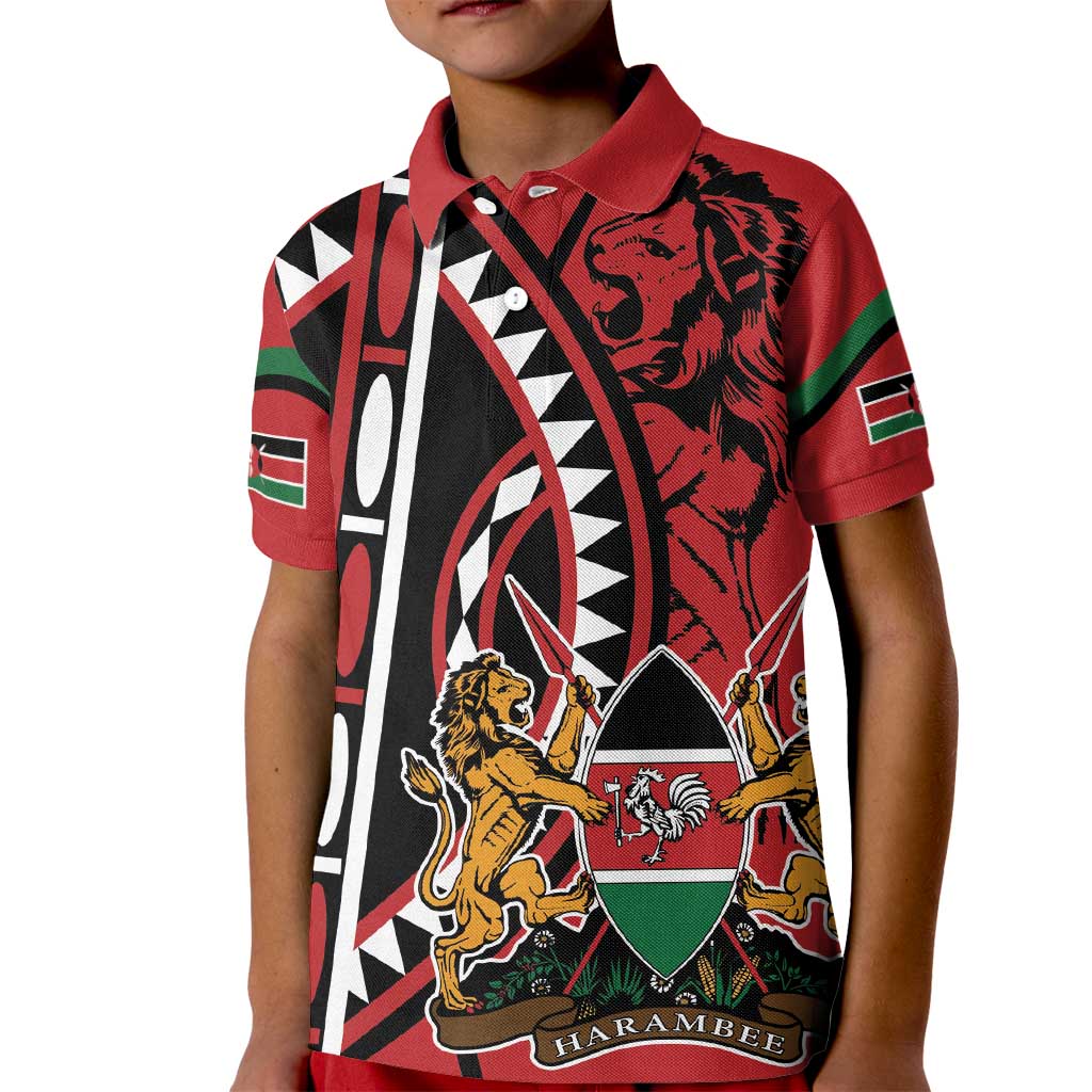 Kenya With African Shield Kid Polo Shirt - Wonder Print Shop