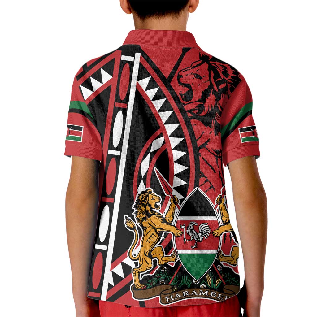 Kenya With African Shield Kid Polo Shirt - Wonder Print Shop