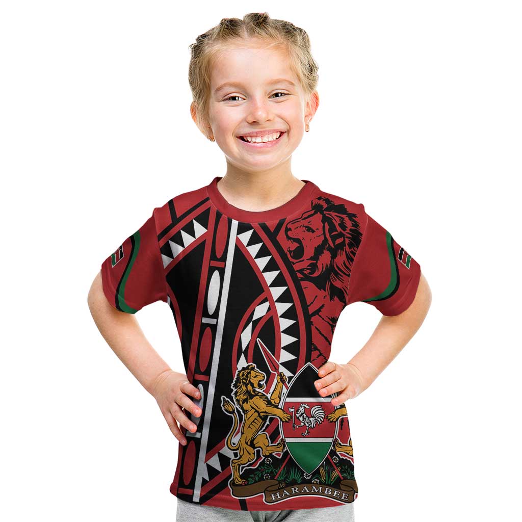Kenya With African Shield Kid T Shirt - Wonder Print Shop