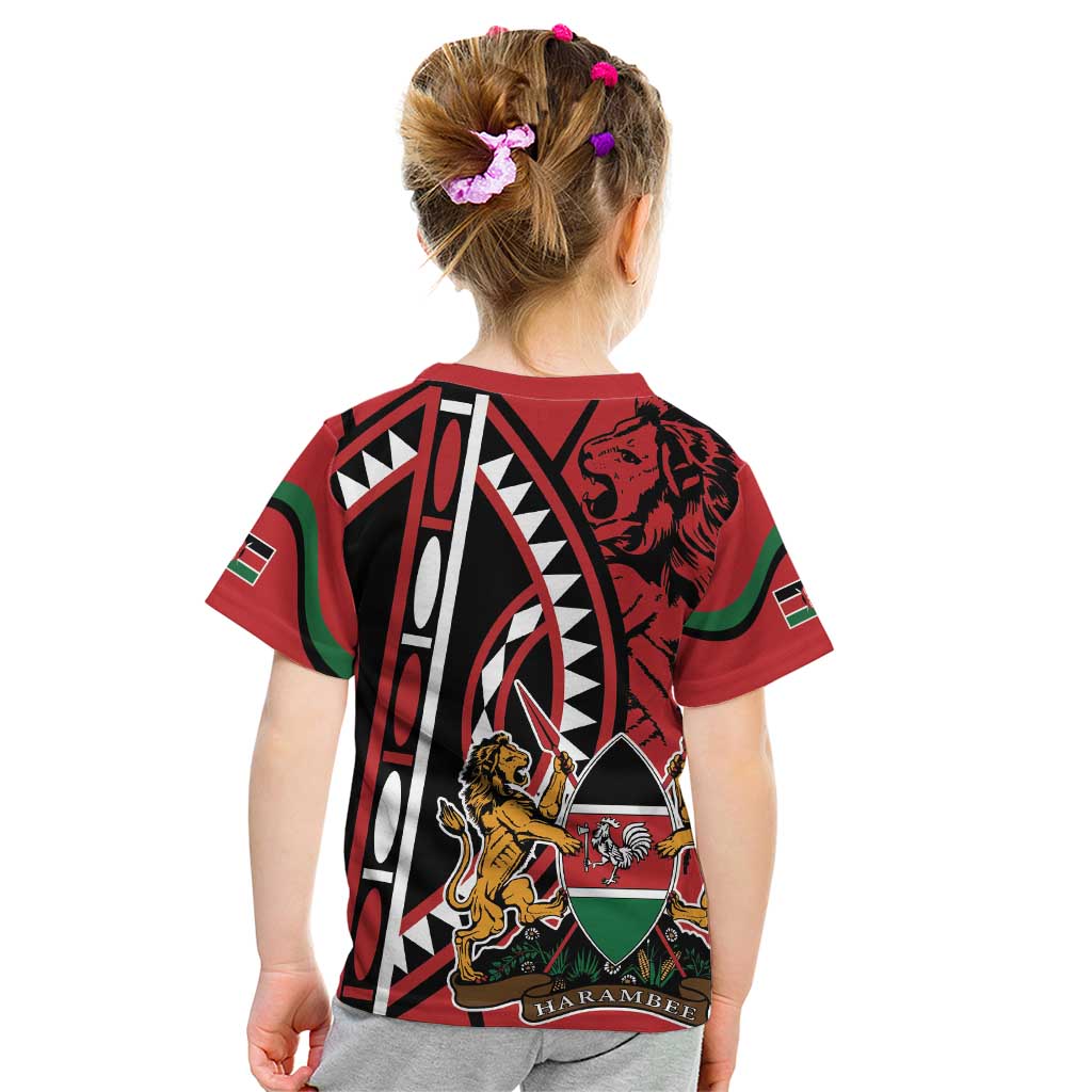 Kenya With African Shield Kid T Shirt - Wonder Print Shop