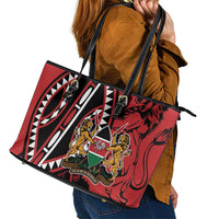 Kenya With African Shield Leather Tote Bag - Wonder Print Shop