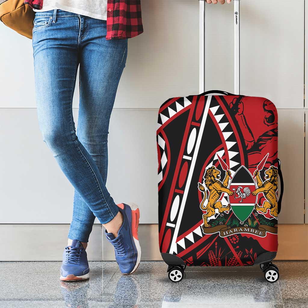 Kenya With African Shield Luggage Cover - Wonder Print Shop