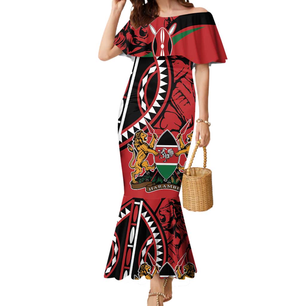 Kenya With African Shield Mermaid Dress - Wonder Print Shop