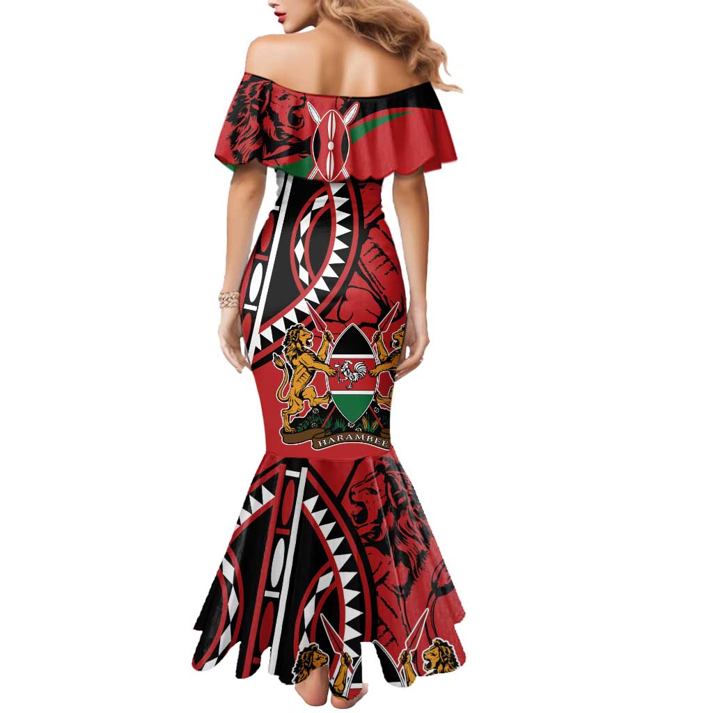 Kenya With African Shield Mermaid Dress - Wonder Print Shop