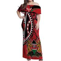 Kenya With African Shield Off Shoulder Maxi Dress - Wonder Print Shop