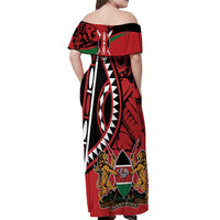 Kenya With African Shield Off Shoulder Maxi Dress - Wonder Print Shop