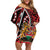 Kenya With African Shield Off Shoulder Short Dress - Wonder Print Shop