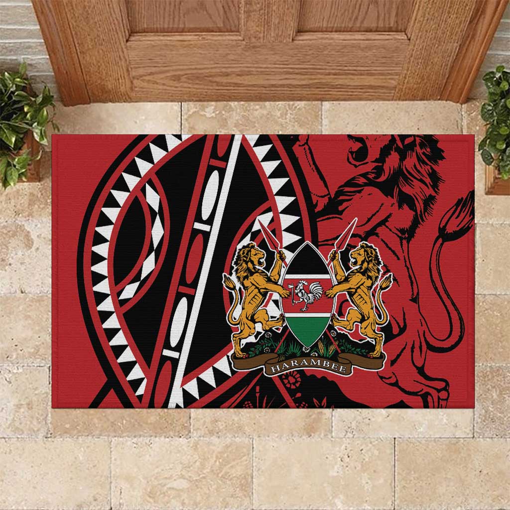 Kenya With African Shield Rubber Doormat - Wonder Print Shop