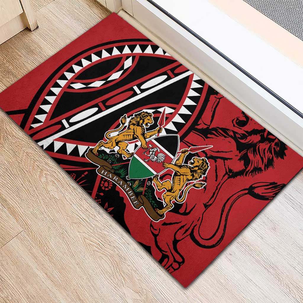 Kenya With African Shield Rubber Doormat - Wonder Print Shop