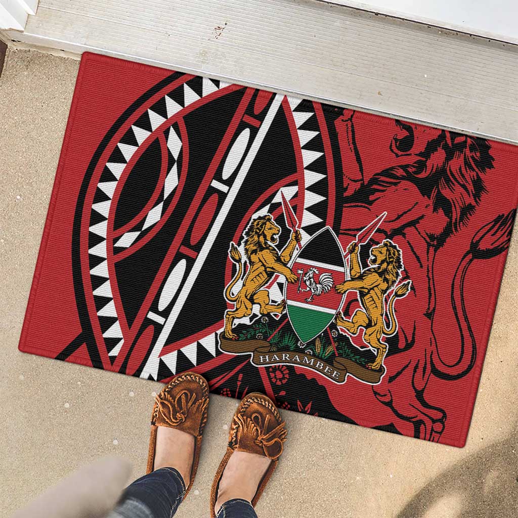 Kenya With African Shield Rubber Doormat - Wonder Print Shop